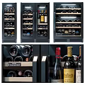 Modern Black Wine Cabinet with Multiple Shelves and Stored Wine Bottles