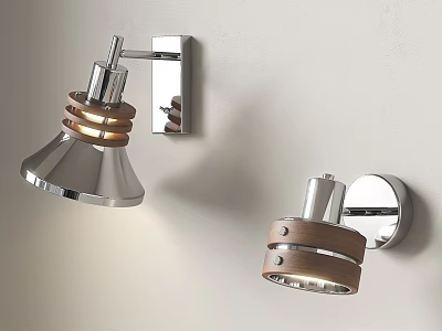 Modern Wall Lamps With Metal And Wooden Accents For Stylish Home Lighting 3d model