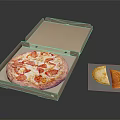 Fresh Pepperoni Pizza In Open Cardboard Box With Slices On Plate