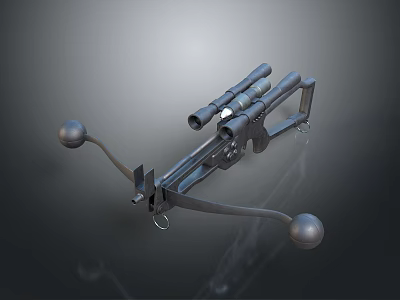Modern Tactical Weapon Design Featuring Double Barrel Scope And Spherical Metal Handles 3d model