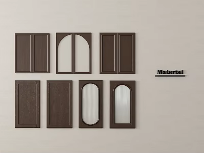 Dark Brown Door Panels With Various Designs Arched Oval And Glass Inserts 3d model
