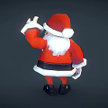Santa Claus In Red Costume With Sunglasses Making Peace Sign Gesture