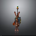 Cute 3D Rabbit Character With Long Ears Backpack And Carrot Propeller
