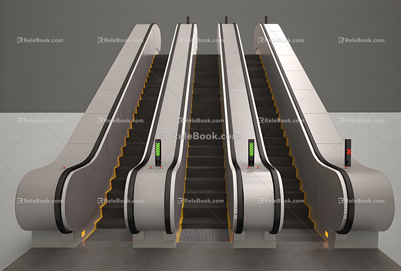 Subway Elevator Subway Elevator Escalator Stairs Public Elevator 3d model