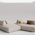 Light Gray Sectional Sofa With Yellow And Brown Cushions Modern Design 3d model