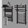 Black Wall Mounted Bathroom Shelves With Hanging Towels Toiletries And Aromatherapy Sticks