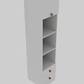 White Storage Cabinet with Wooden Shelves and Drawers for Home Organization