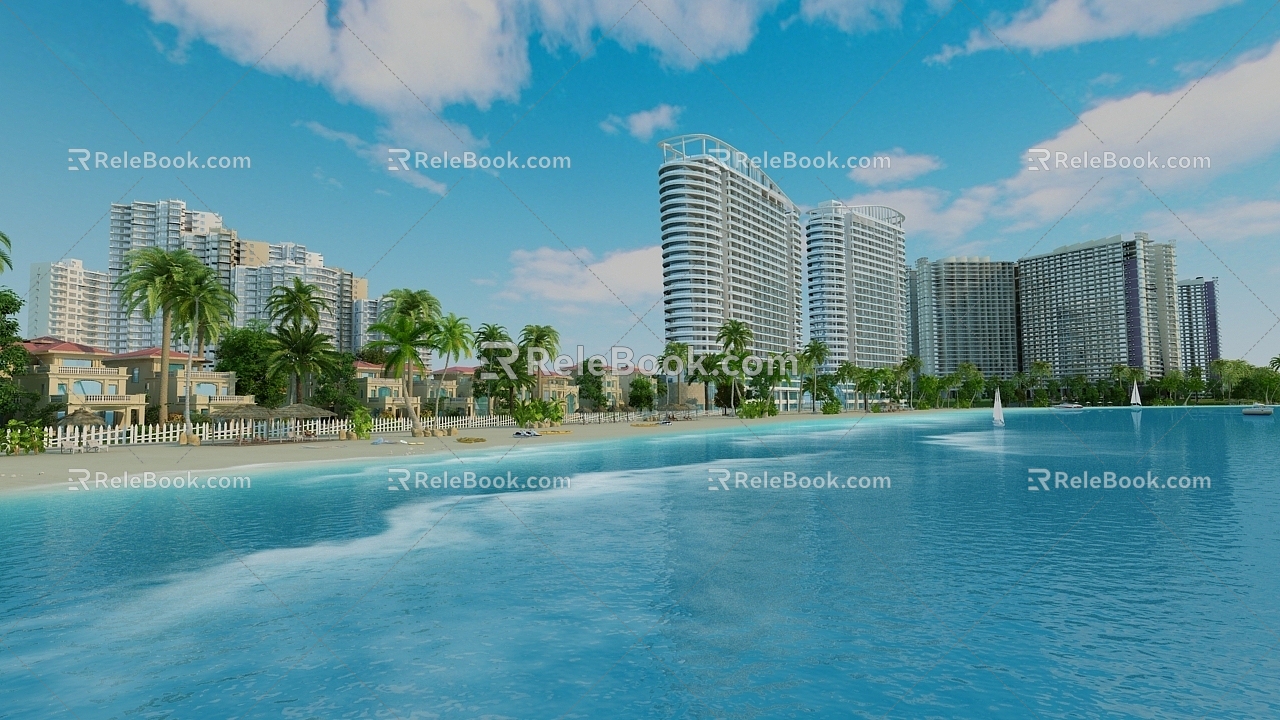 Hot Sea View Room with Island Hainan Sanya Island Sea Beach Dubai Island Island City Coastline 3d model