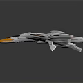 Futuristic Fighter Jet 3D Model With Sleek White Gray And Orange Design