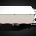 White Refrigerated Cargo Truck With Cab Long Trailer And Red Stripes
