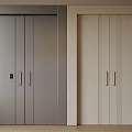 Modern Double Doors In Gray And Beige With Sleek Frames And Long Handles 3d model