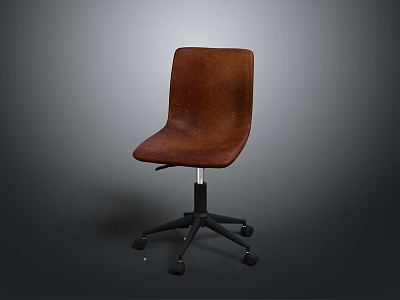 Brown Leather Office Chair With Swivel Base And Rolling Casters 3d model