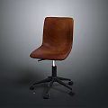 Brown Leather Office Chair With Swivel Base And Rolling Casters 3d model