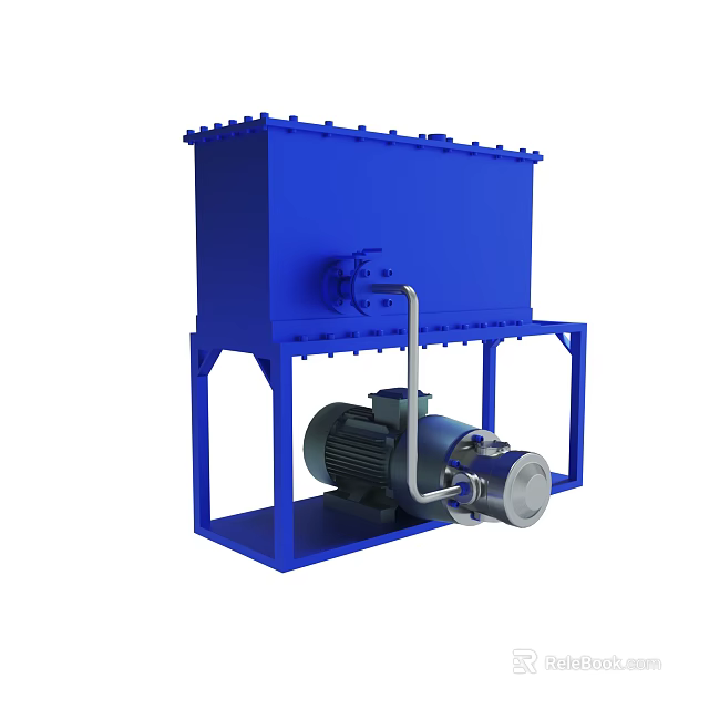 Heavy Duty Blue Industrial Machinery With Motor Pipes And Metal Frame 3d model 