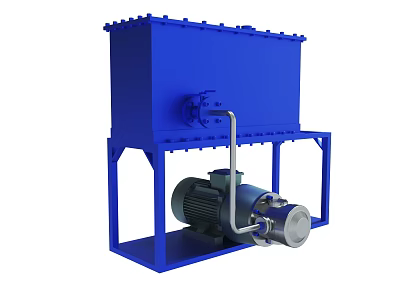 Heavy Duty Blue Industrial Machinery With Motor Pipes And Metal Frame 3d model