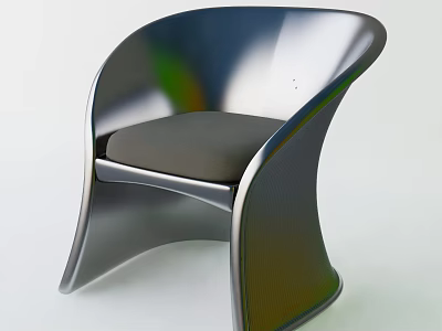 Modern Single Accent Chair With Sleek Metal Frame And Gray Cushion Design 3d model