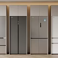 Modern Design Refrigerators In Silver Gray White Colors Side By Side 3d model