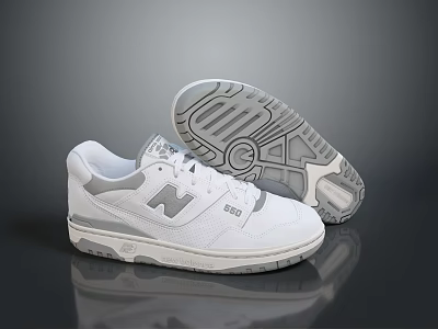 White Gray Casual Sneakers Featuring Modern Design Brand Logo And Textured Sole 3d model
