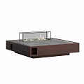Modern Coffee Table With Dark Surface Wooden Frame And Transparent Glass Flame Container 3d model