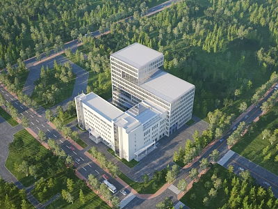 Modern Aerial Master Plan Layout With Greenery Roads And Surrounding Trees 3d model
