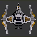 White Sci Fi Spaceship Model With Detailed Cockpit Orange Blue Accents And Wings