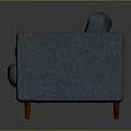 Modern Blue Fabric Two-Seater Sofa with Armrests and Orange Wooden Legs