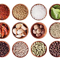 Assorted Spice Containers With Various Spices In Wooden Bowls For Cooking Preparation