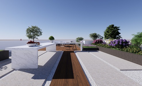 Roof Garden Modern Garden 3d model