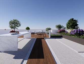 Roof Garden Modern Garden 3d model