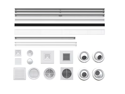 Different Types Of Air Conditioner Air Vents With Round Square And Rectangular Designs 3d model