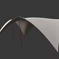 Modern Tensile Membrane Structure With Curved White Fabric And Supporting Frames 3d model