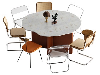 Dining table and chair combination 3d model