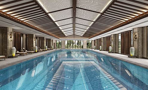 New Chinese Swimming Pool 3d model