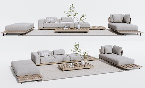 Modern Outdoor Sofa Outdoor Sofa Coffee Table 3d model