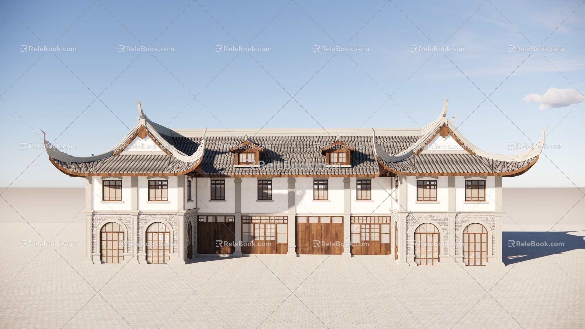 Ancient architecture characteristic landmark building 3d model