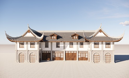 Ancient architecture characteristic landmark building 3d model