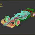 Red and White Formula 1 Racing Car with Streamlined Body and Large Wheels 3d model