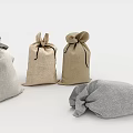Four Practical Burlap Storage Bags With Drawstring In Gray And Beige