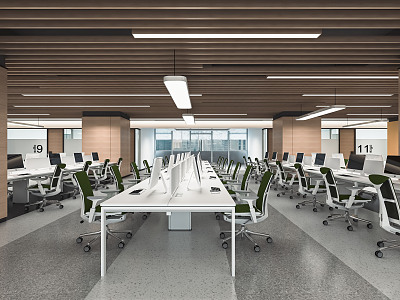 modern public office area open-plan office staff office area aisle office desk chair office card holder model