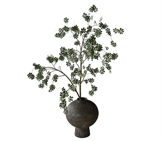 modern vase floral plant ornaments green plant 3d model