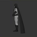 Detailed Batman Costume With Cape And Standing Pose On Gray Background