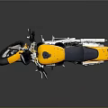 Yellow and Black Classic Motorcycle with Black Seat and Shiny Chrome Details