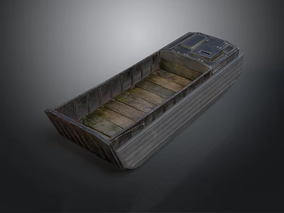 Small Open Hull Watercraft With Metal Frame And Wooden Deck Design 3d model