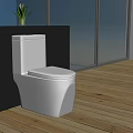Modern Minimalist Bathroom With Glossy White One Piece Ceramic Toilet And Bright Sea View Window