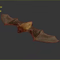 Realistic Bat with Outstretched Brown Wings Detailed Model on Dark Background 3d model