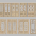 Chinese-style double-door wooden door 3d model