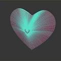 Shiny Red Heart With Radiating Pattern On Gray Background And Reflection 3d model
