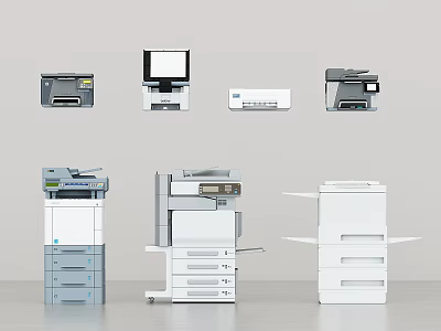 Essential Office Appliances Including Multifunctional Printers Copiers And Scanners For Workplace Use 3d model