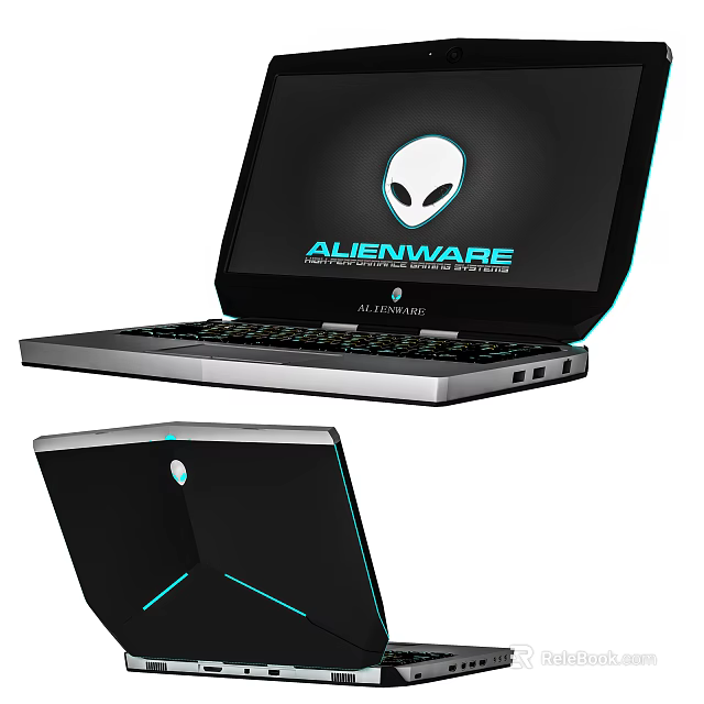 Sleek Alienware Stylus Pen For Gaming Laptop With Black Design And Blue Accents 3d model 
