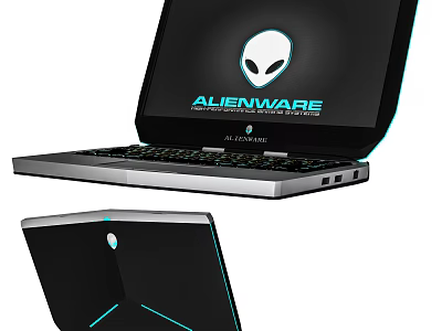 Sleek Alienware Stylus Pen For Gaming Laptop With Black Design And Blue Accents 3d model